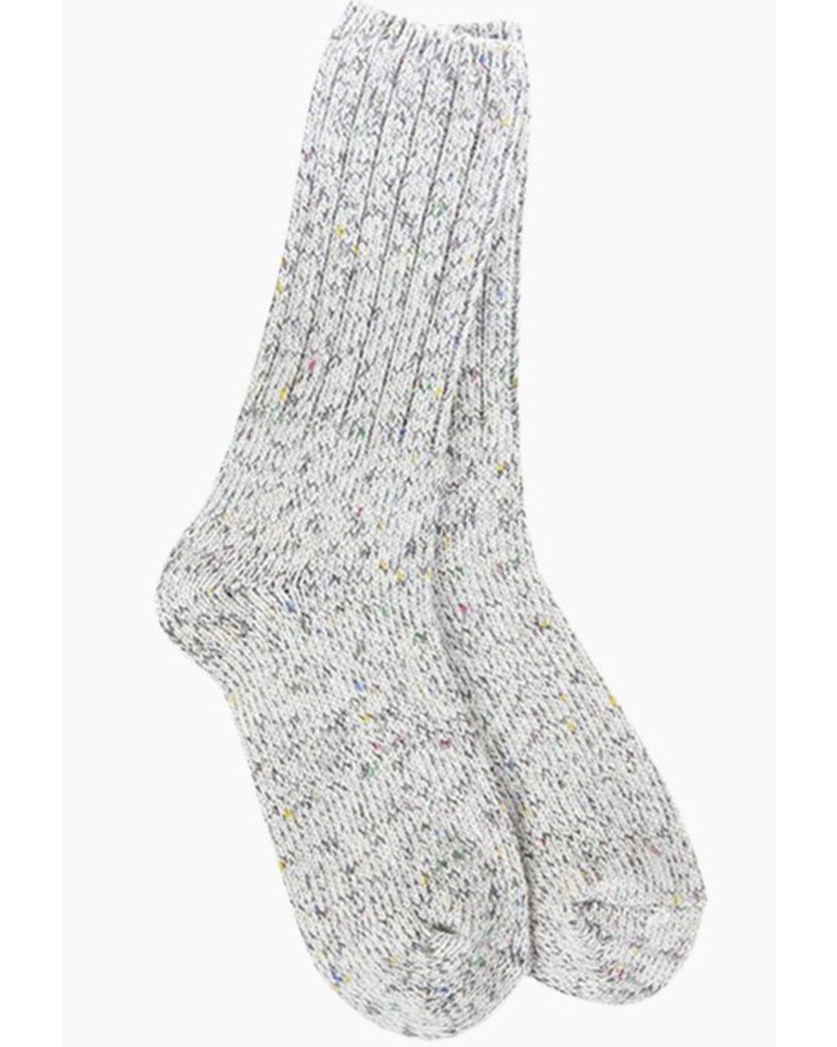 Image #1 - World's Softest Women's Rocky Confetti Crew Socks, Natural, hi-res