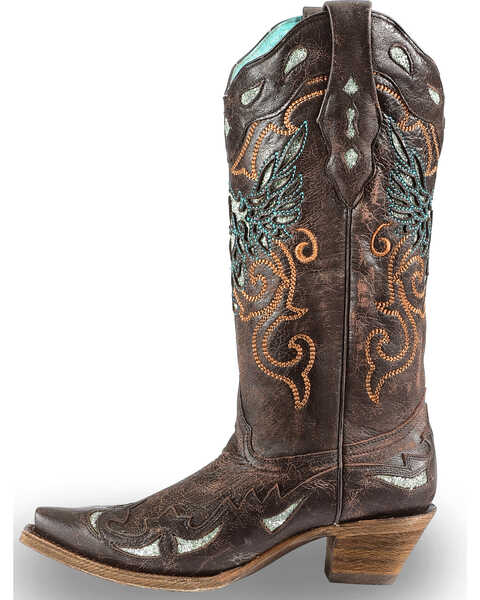 Image #3 - Corral Women's Glittery Inlay and Embroidery Western Boots - Snip Toe, , hi-res