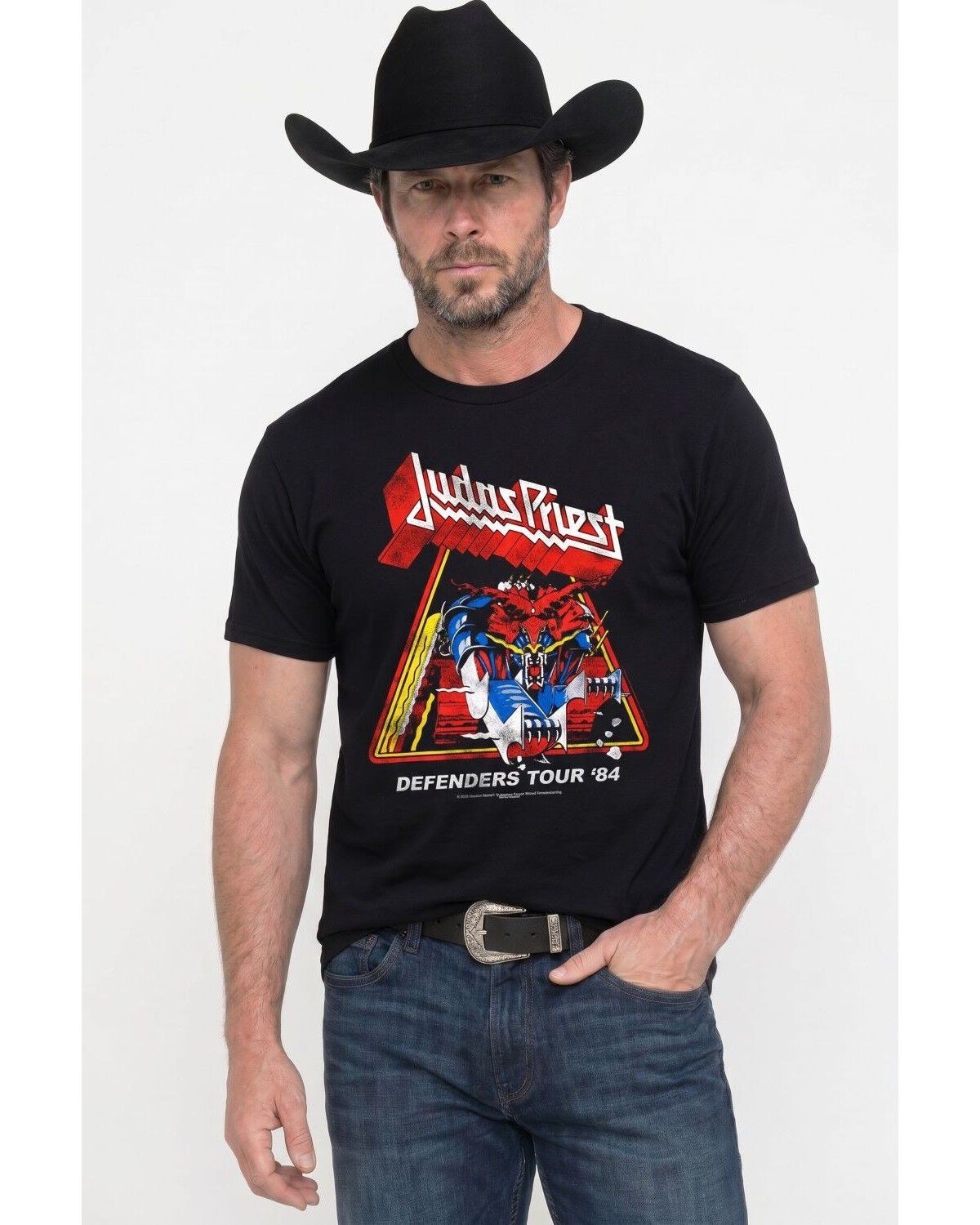Image #1 - Americana Men's Judas Priest Defenders Tour Short Sleeve Graphic T-Shirt, Black, hi-res