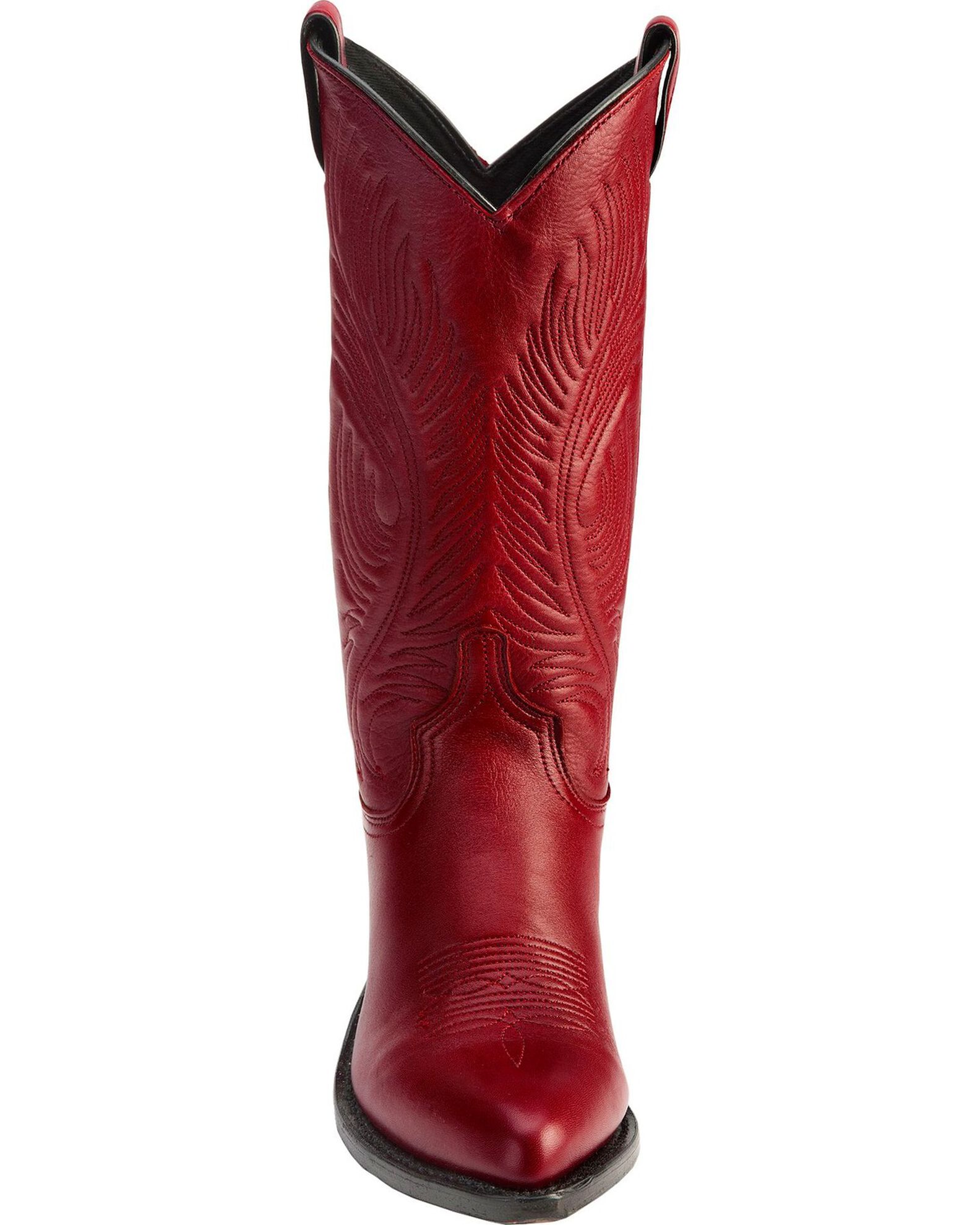 Image #4 - Abilene Women's Cowhide Western Boots - Round Toe, Red, hi-res