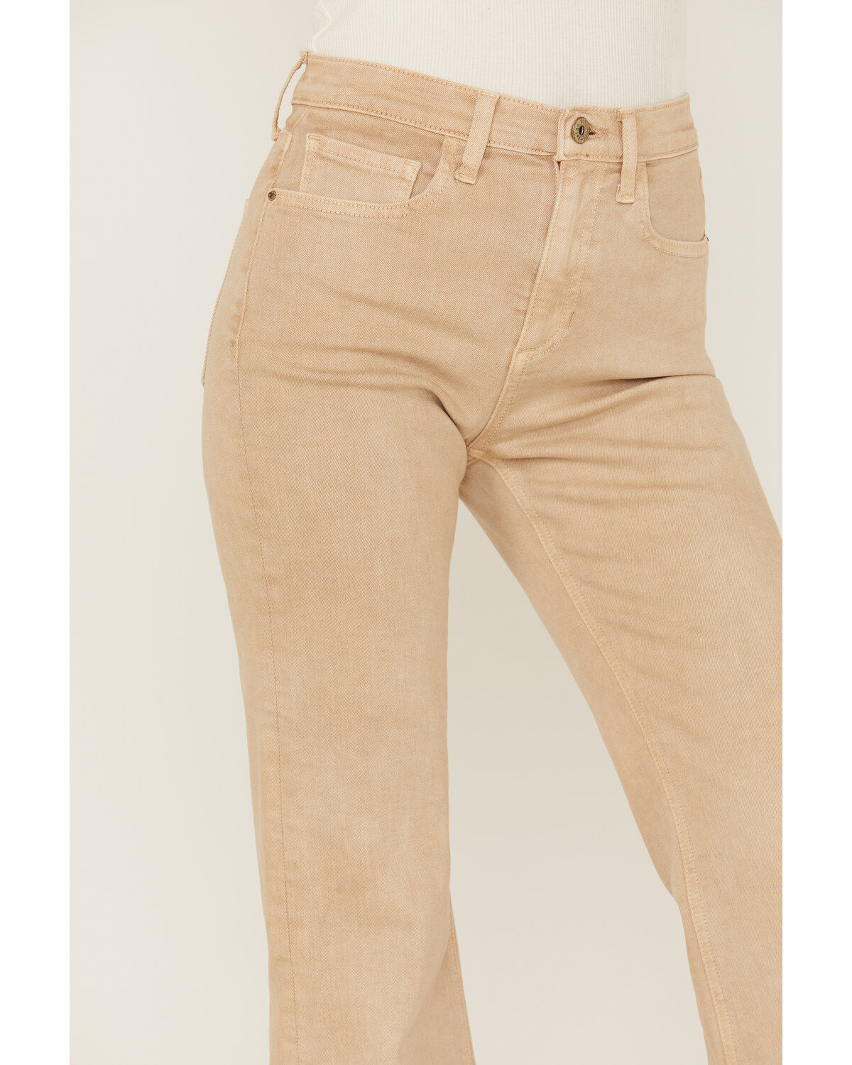 Image #2 - Sneak Peek Women's Natural High Rise Raw Hem Crop Jeans, Natural, hi-res