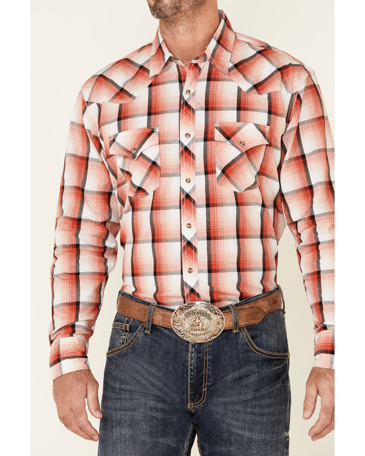 Image #3 - Wrangler 20X Men's Advanced Comfort Large Plaid Print Long Sleeve Snap Western Shirt, , hi-res
