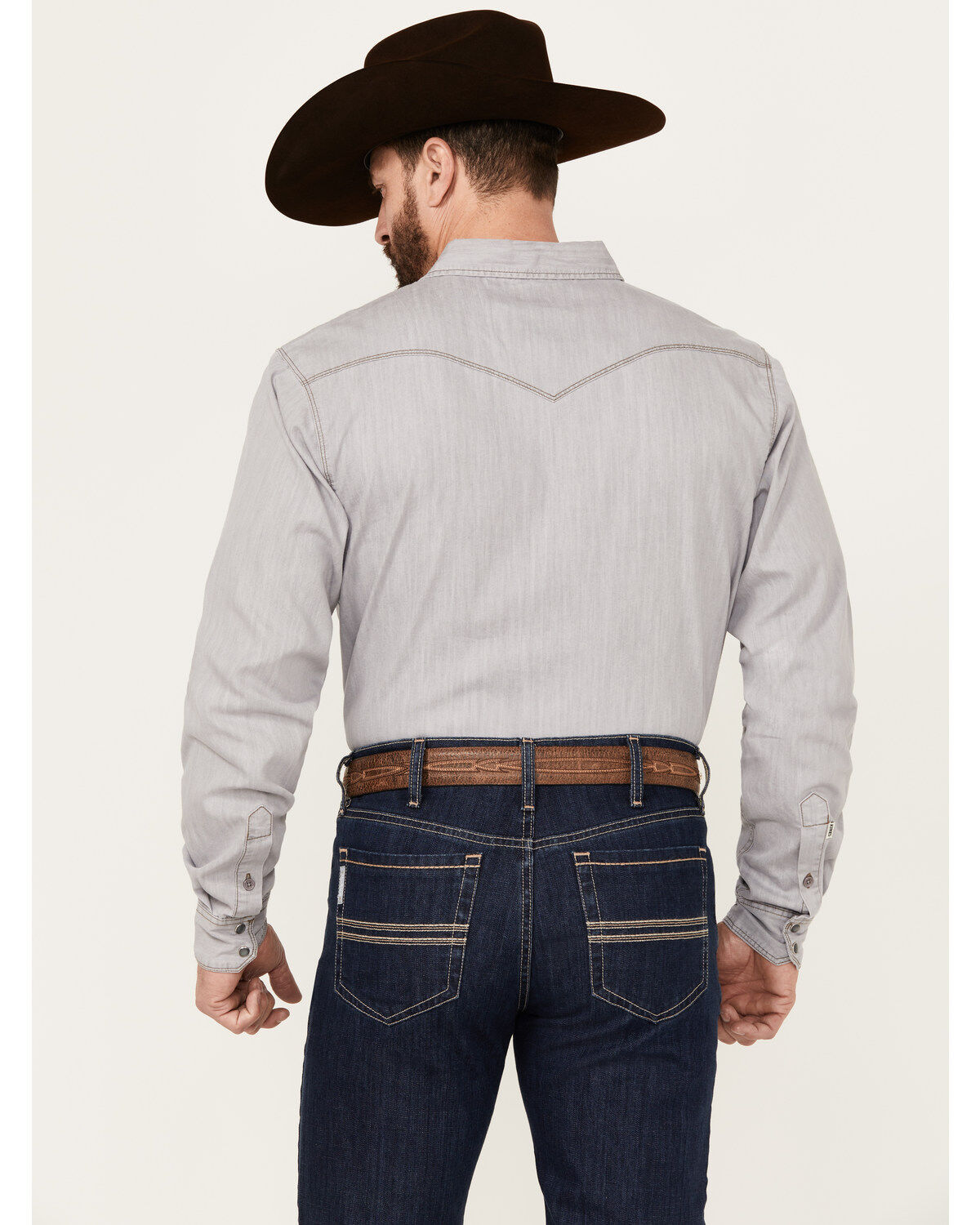 Image #4 - Kimes Ranch Men's Grimes Denim Long Sleeve Pearl Snap Western Shirt, Grey, hi-res