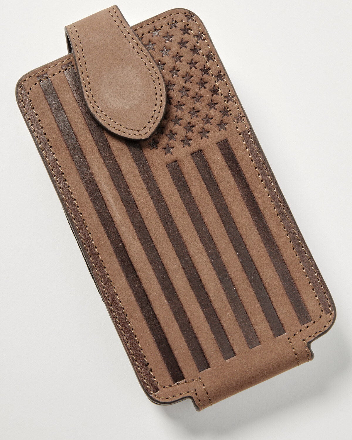 Cody James Men's American Flag Cell Phone Wallet, Brown, hi-res