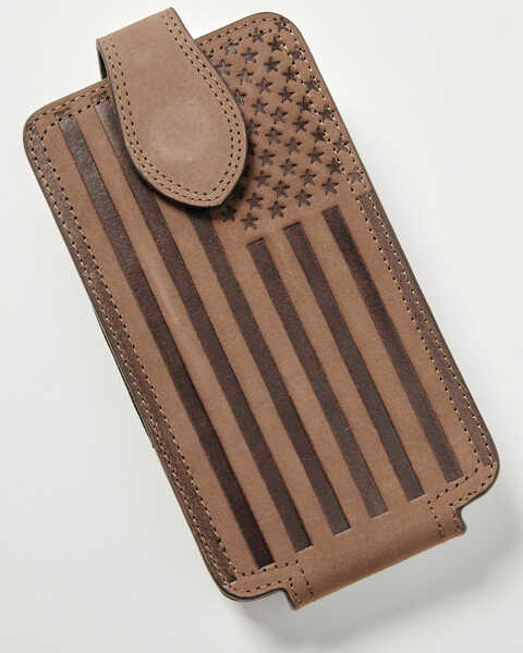 Image #1 - Cody James Men's American Flag Cell Phone Wallet, Brown, hi-res