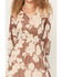 Image #3 - Shyanne Women's Floral Long Sleeve Crinkle Mini Dress, Brown, hi-res