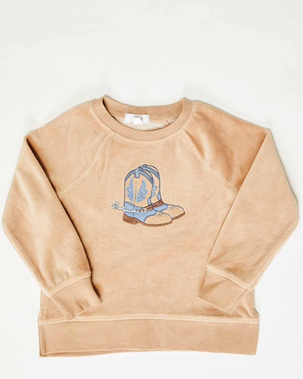 Angel Dear Toddler Boys' Cowboy Boots Velour Pullover Sweatshirt, Brown, hi-res