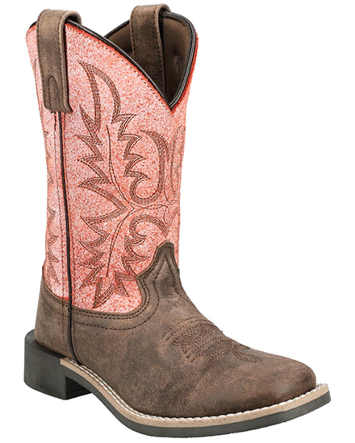 Smoky Mountain Little Girls' Rustic Rider Western Boots - Broad Square Toe, Brown, hi-res