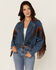Image #1 - Rock & Roll Denim Women's Medium Wash Faux Suede Fringe Denim Jacket, , hi-res
