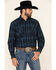 Image #1 - Rough Stock By Panhandle Men's Larkspur Ombre Plaid Print Long Sleeve Western Shirt , Black, hi-res