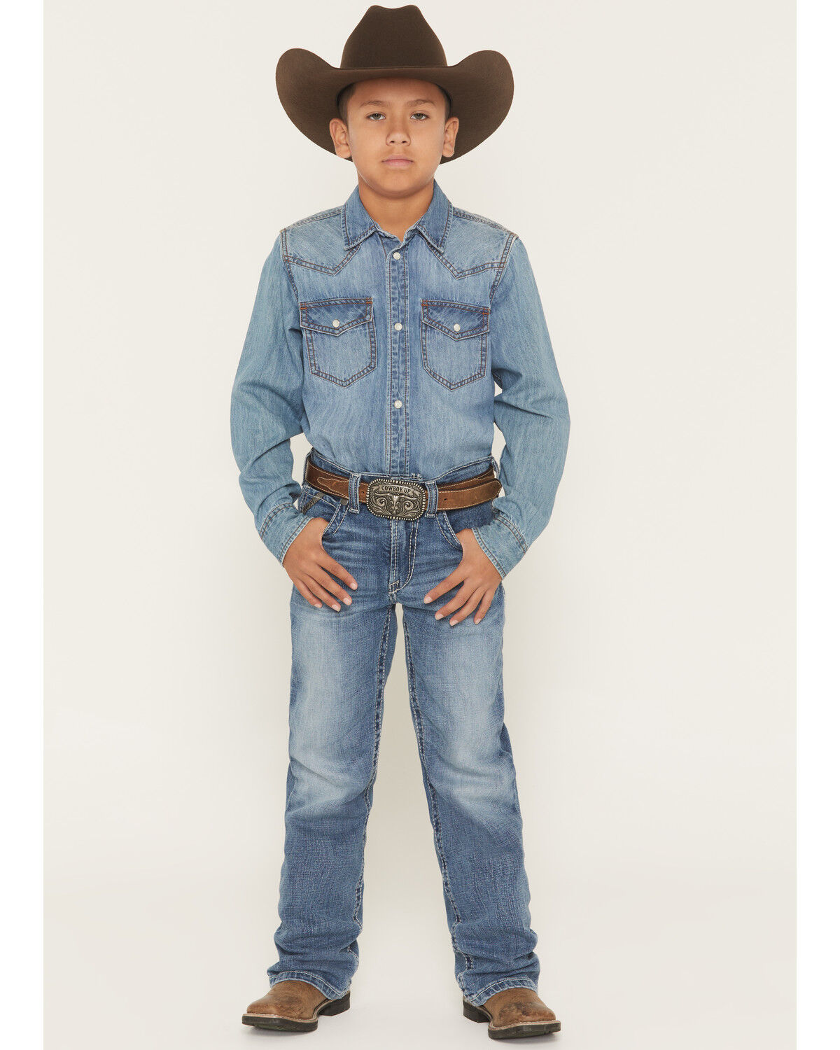 Image #1 - Ariat Boys' B4 Marshall Relaxed Bootcut Denim Jeans, Dark Wash, hi-res