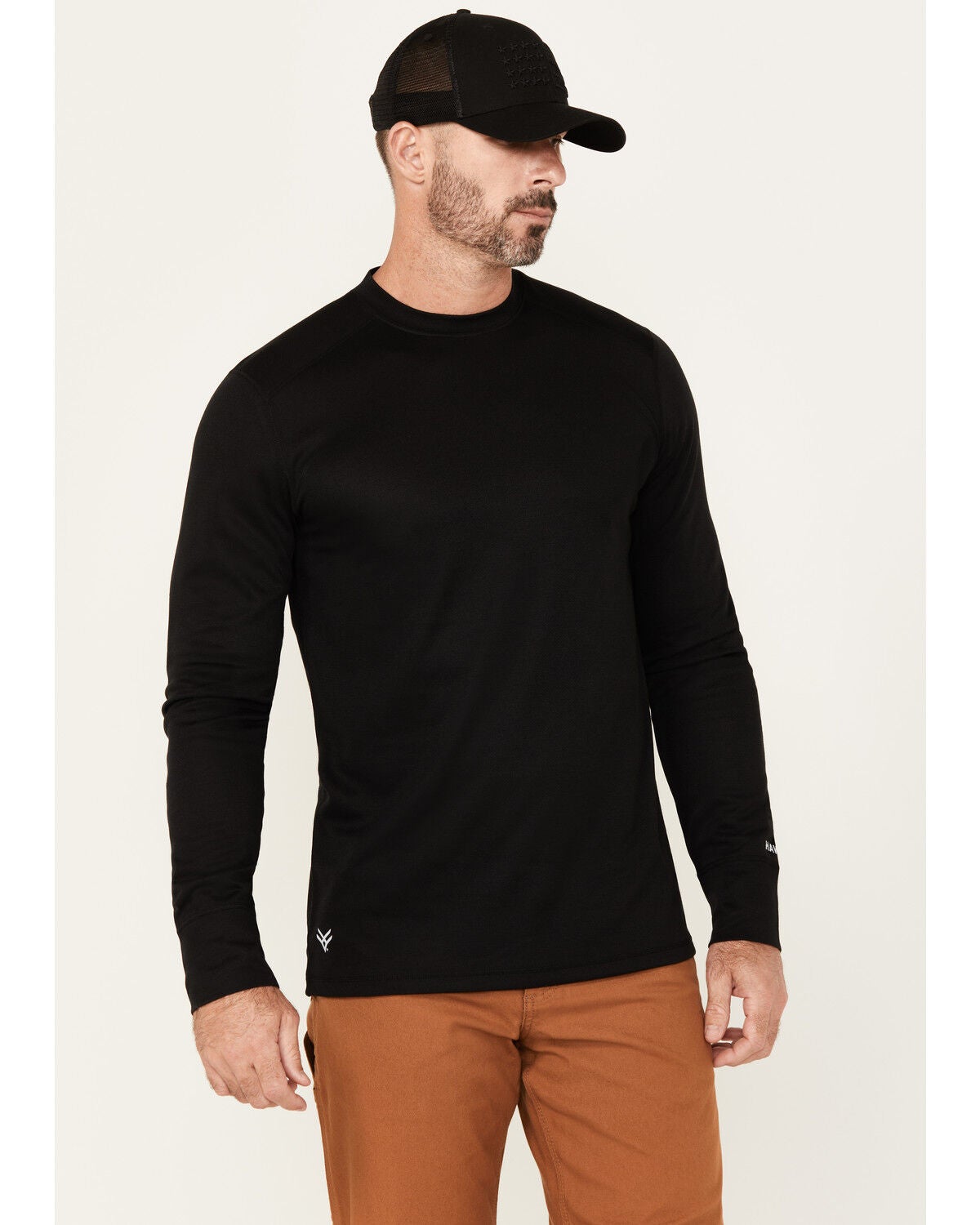 Hawx Men's Midweight Base Layer Long Sleeve Top - Tall, Black, hi-res