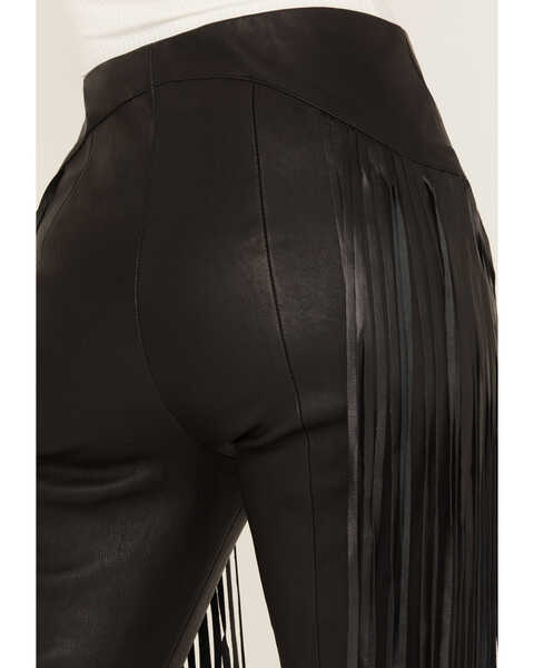 Wonderwest Women's Leather Fringe Pants, Black, hi-res