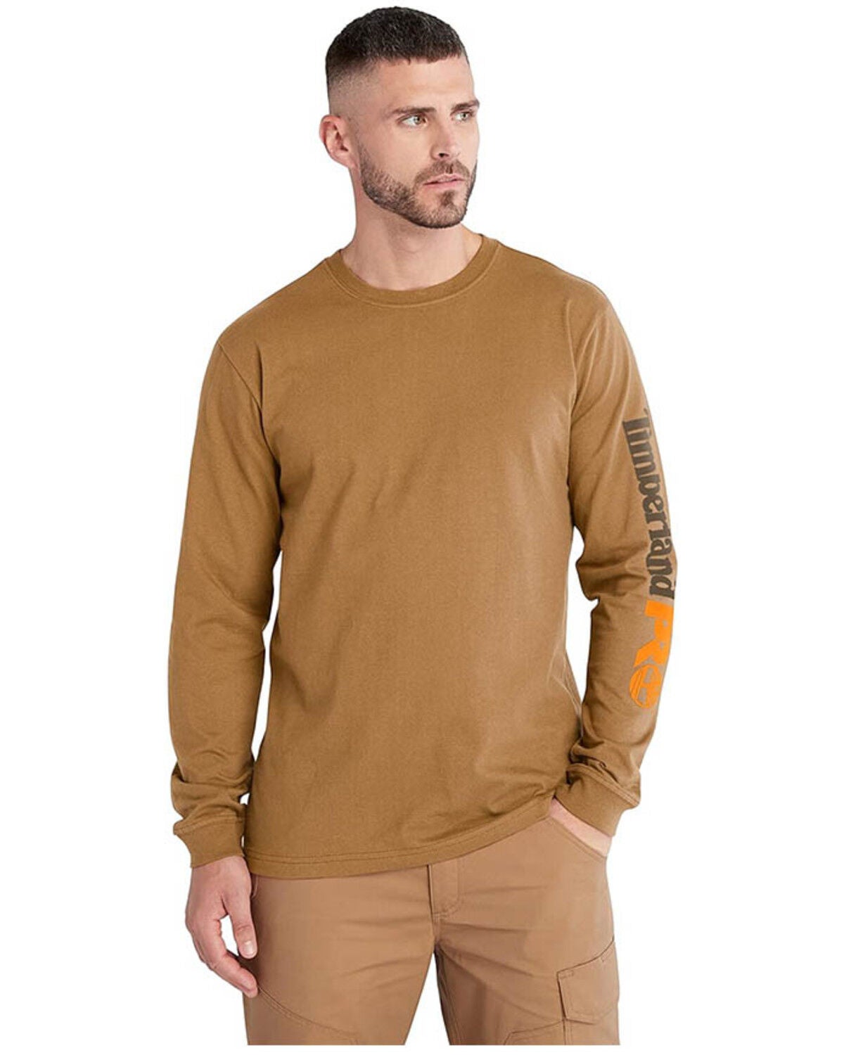 Timberland PRO Men's Core Logo Long Sleeve T-Shirt, Wheat, hi-res