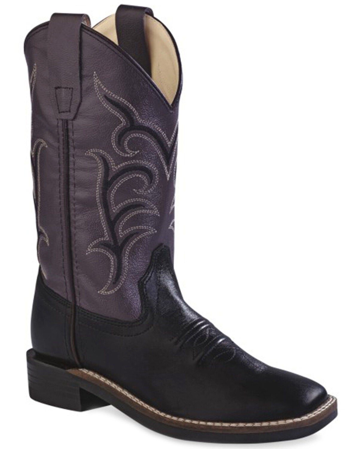 Old West Cowboy Boots Boys TPR Leather Black Brown BSC1856