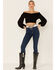 Flying Tomato Women's Solid Off The Shoulder Smocked Crop Long Sleeve Top, Black, hi-res