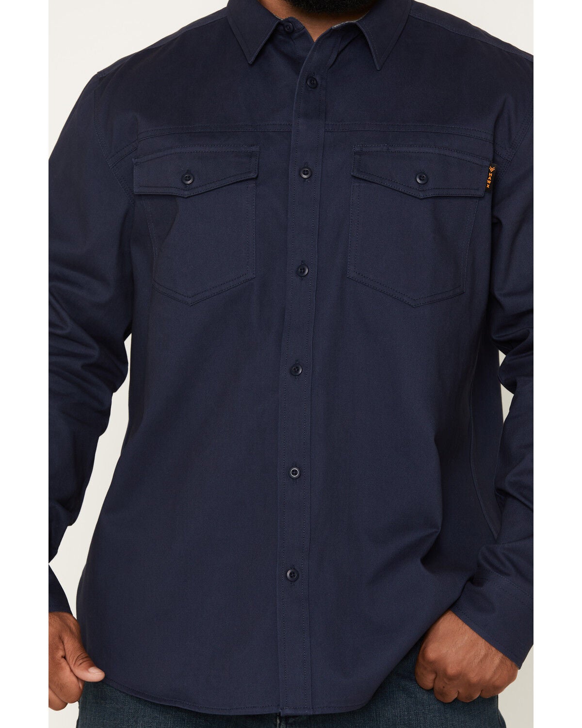 Image #3 - Hawx Men's All Out Solid Twill Long Sleeve Button-Down Work Shirt, Navy, hi-res