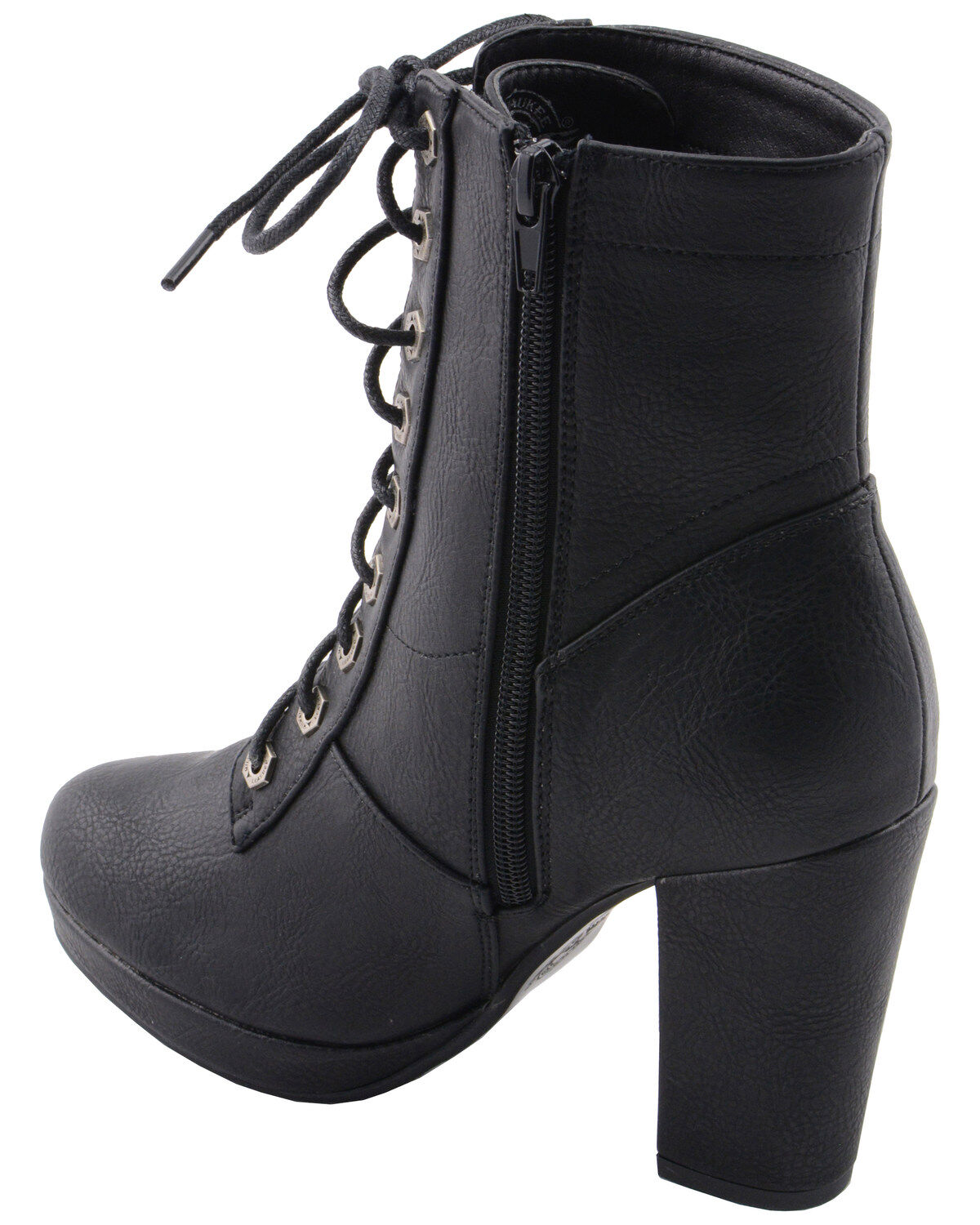 Image #8 - Milwaukee Leather Women's Lace Toe Toe Platform Boots - Round Toe, Black, hi-res