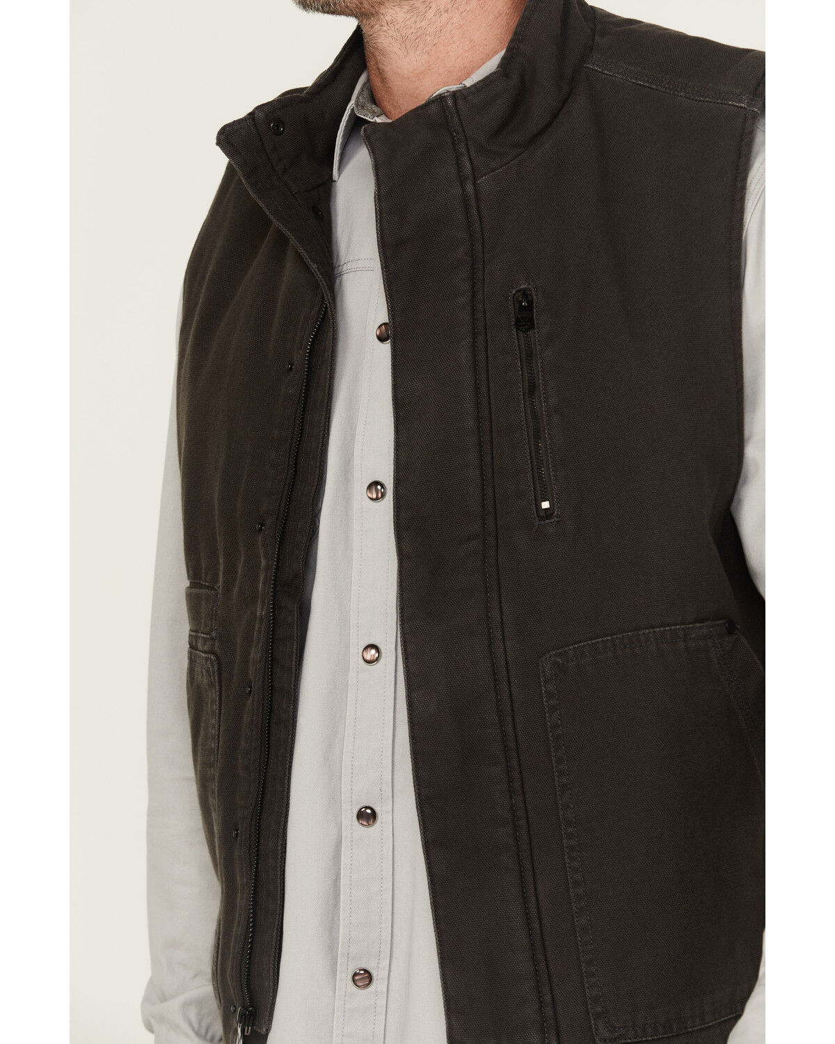 Image #3 - Thorogood Men's Heritage Stone Washed Canvas Vest, Brown, hi-res