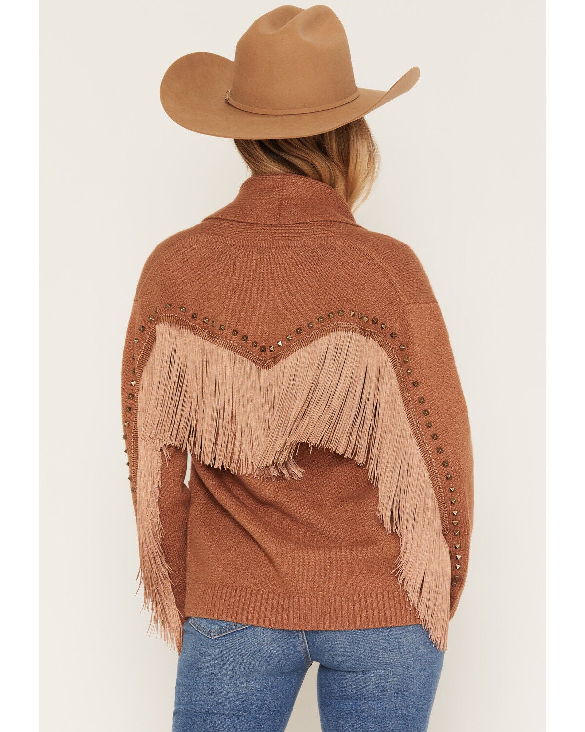 Image #4 - Idyllwind Women's Hicks Studded Fringe Button-Down Midi Cardigan, Bark, hi-res