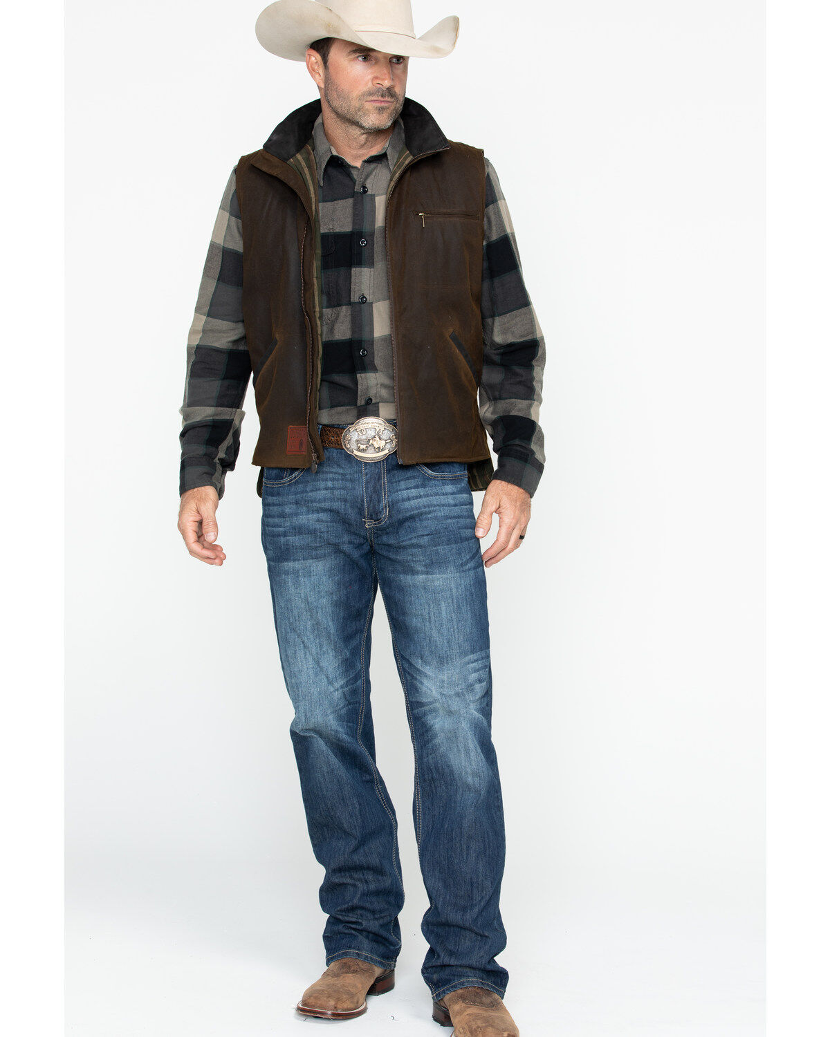 Image #6 - Outback Trading Co. Men's Sawbuck Oilskin Zip-Up Vest, Sage, hi-res