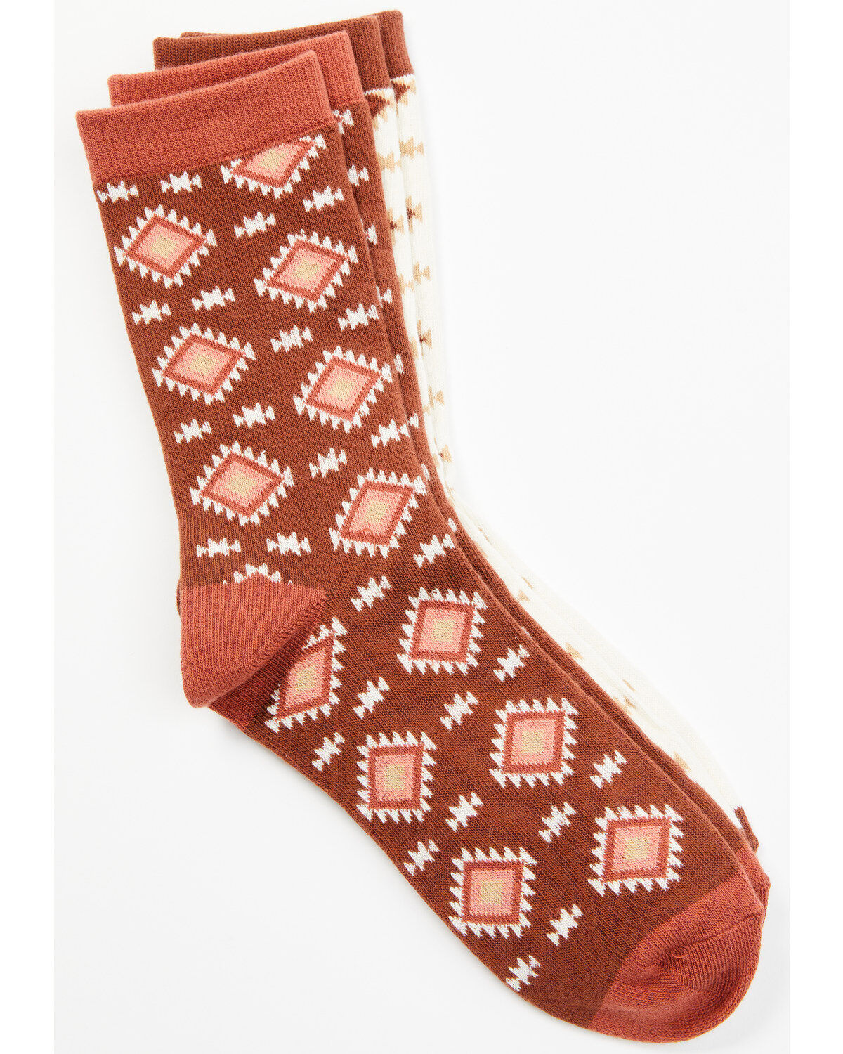 Image #2 - Shyanne Women's Cora Patterned Socks - 2 Pack, Brandy Brown, hi-res