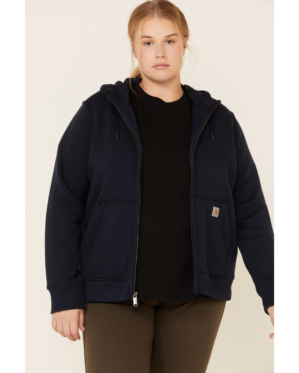 Image #1 - Carhartt Women's Navy Clarksburg Full-Zip Hoodie - Plus, , hi-res