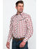 Roper Men's Large Fancy Plaid Long Sleeve Western Shirt , Red, hi-res