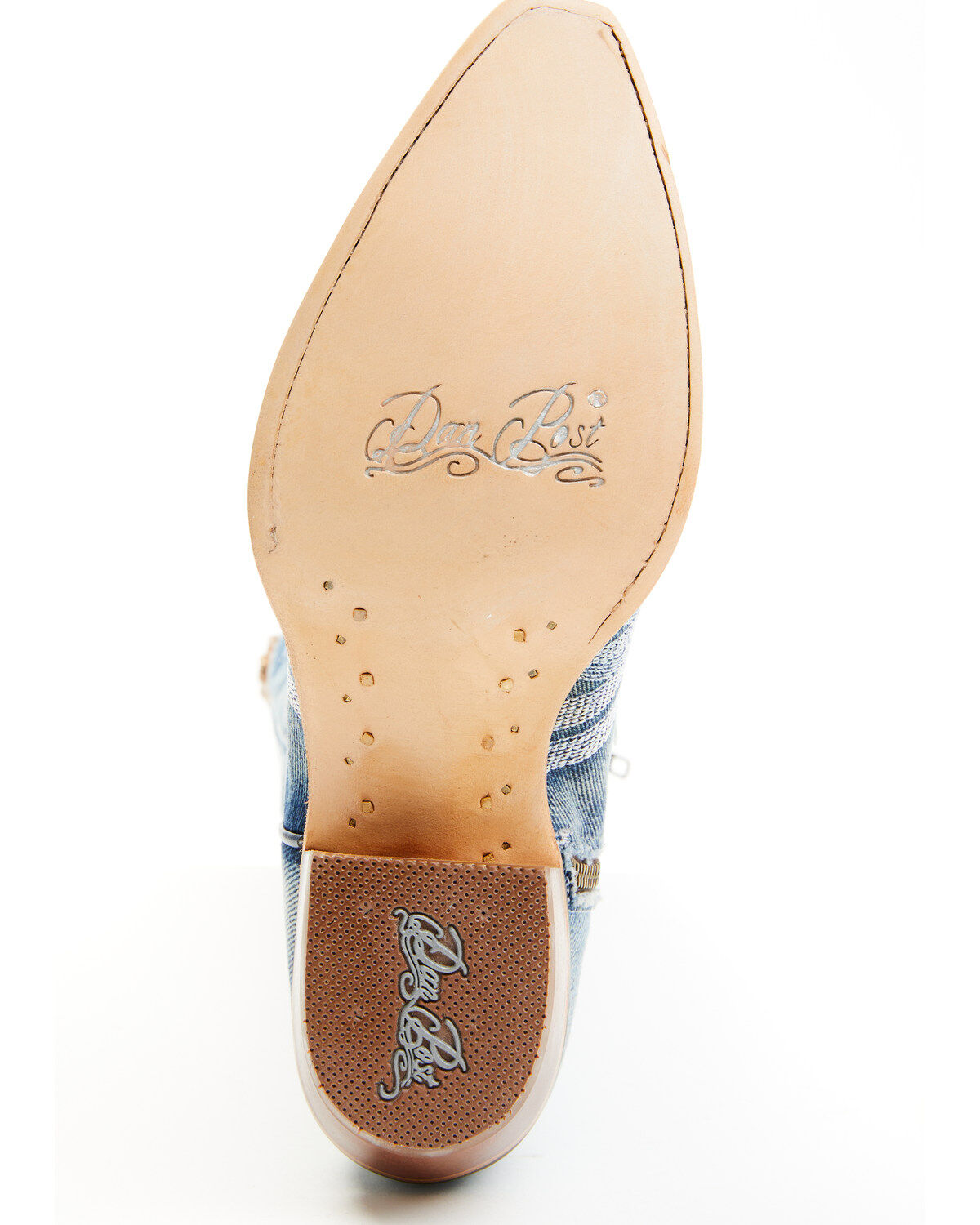 Image #7 - Dan Post Women's Denim Darlin' Tall Western Boots - Snip Toe, Blue, hi-res