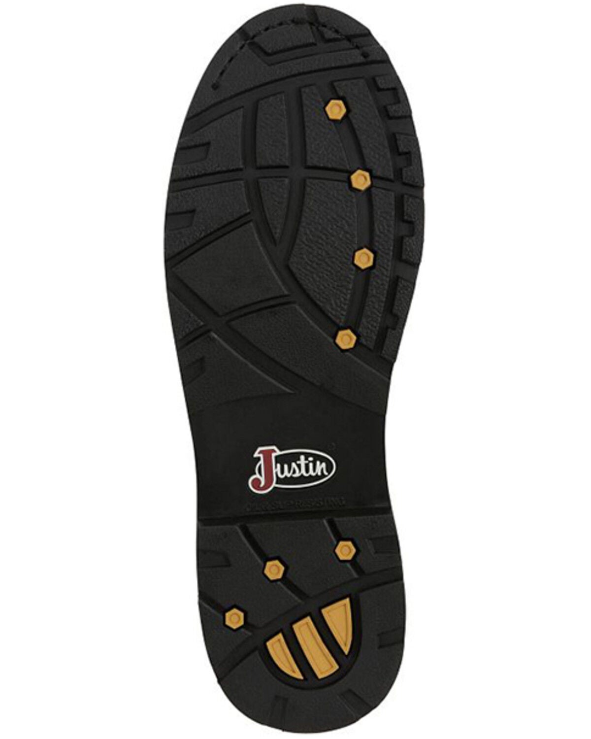 Image #7 - Justin Men's 11" Dorsal Waterproof Work Boots - Steel Toe, Black, hi-res