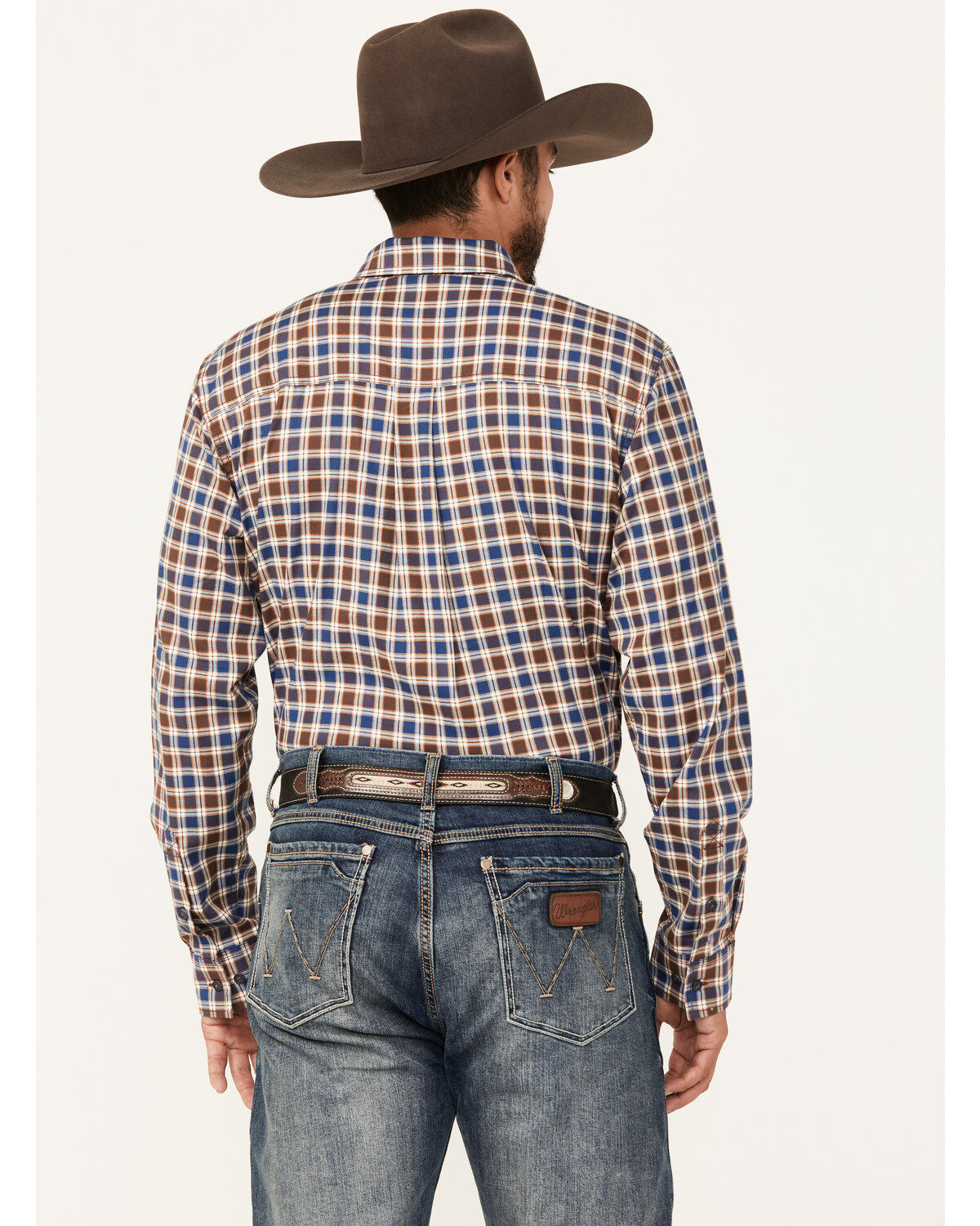 Image #4 - Cody James Men's Hound Dog Plaid Print Long Sleeve Button-Down Western Shirt - Tall, Chocolate, hi-res