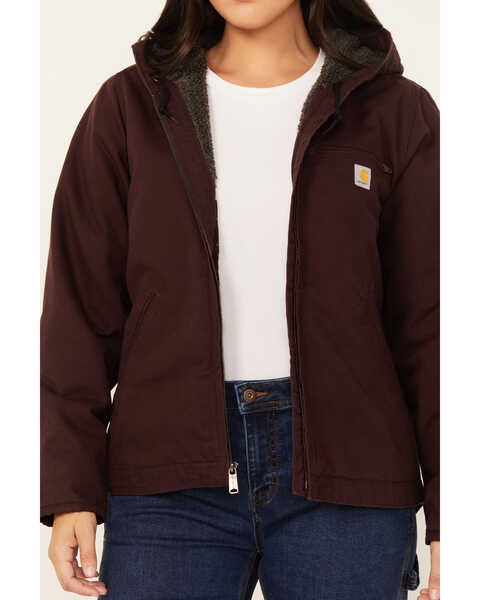 Image #3 - Carhartt Women's Loose Fit Washed Duck Sherpa Lined Jacket , Purple, hi-res