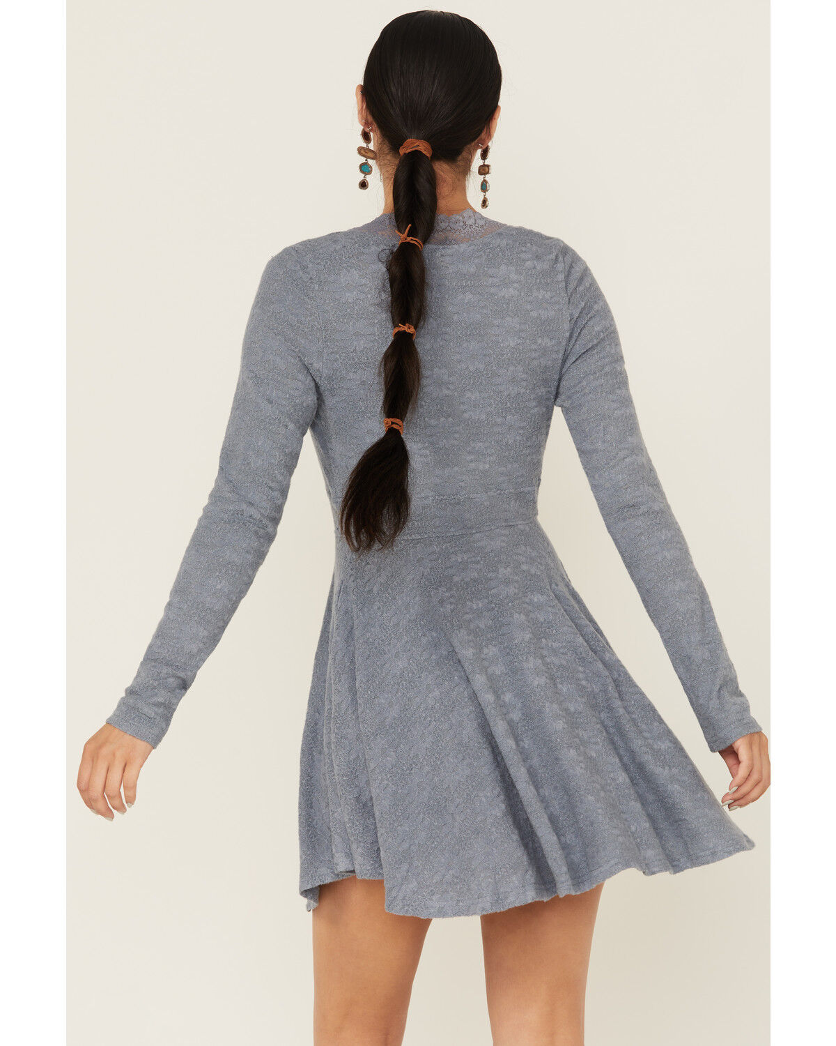 Image #4 - Free People Women's All Yours Long Sleeve Mini Dress, Light Blue, hi-res