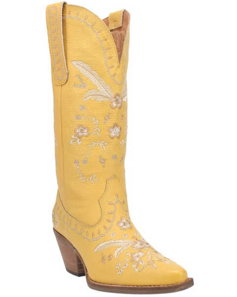 Dingo Women's Full Bloom Western Boots - Medium Toe, Yellow, hi-res