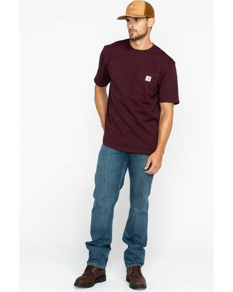 Image #6 - Carhartt Men's Loose Fit Heavyweight Logo Pocket Work T-Shirt, Port, hi-res