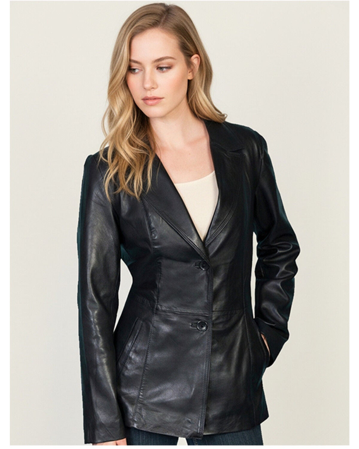 Scully Women's Tailored Lamb Blazer, Black, hi-res