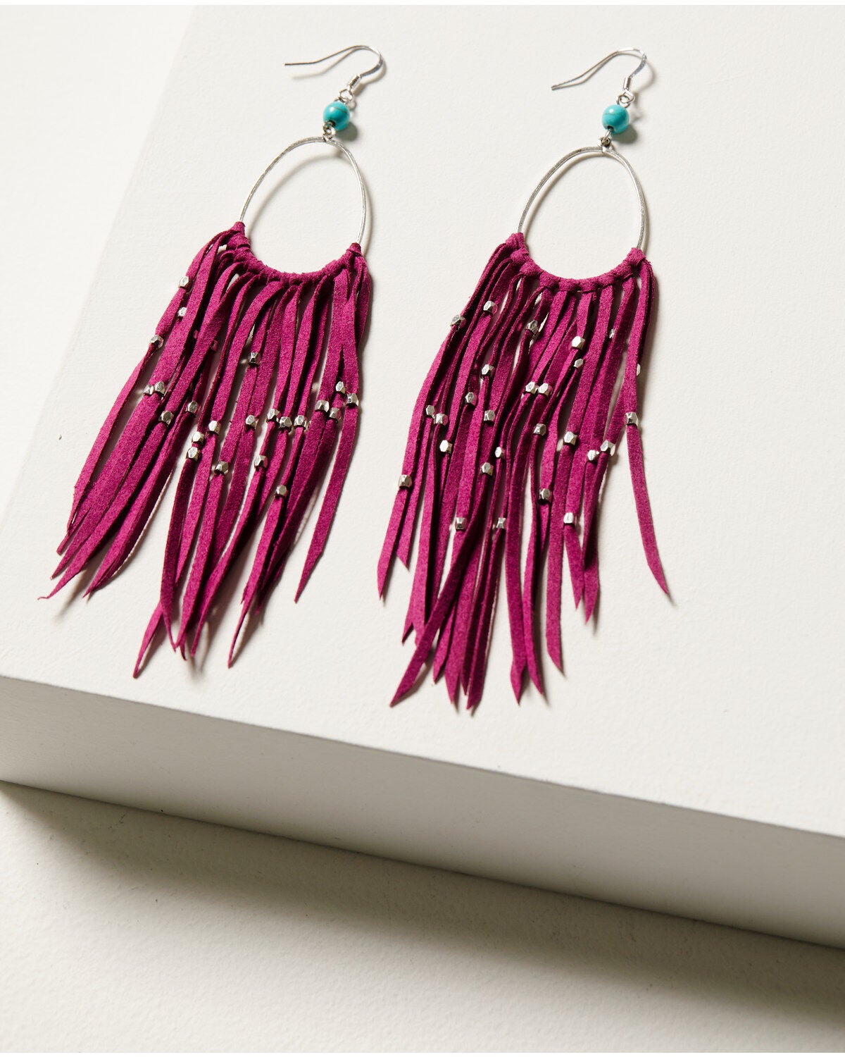 Idyllwind Women's Marcella Fuchsia Fringe Earrings, Silver, hi-res