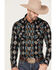 Rock & Roll Denim Men's Vertical Southwestern Print Long Sleeve Snap Western Shirt , Black, hi-res