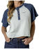 Image #1 - Kimes Ranch Women's Colorblock Short Sleeve 1/4 Button-Down Tee, Blue, hi-res