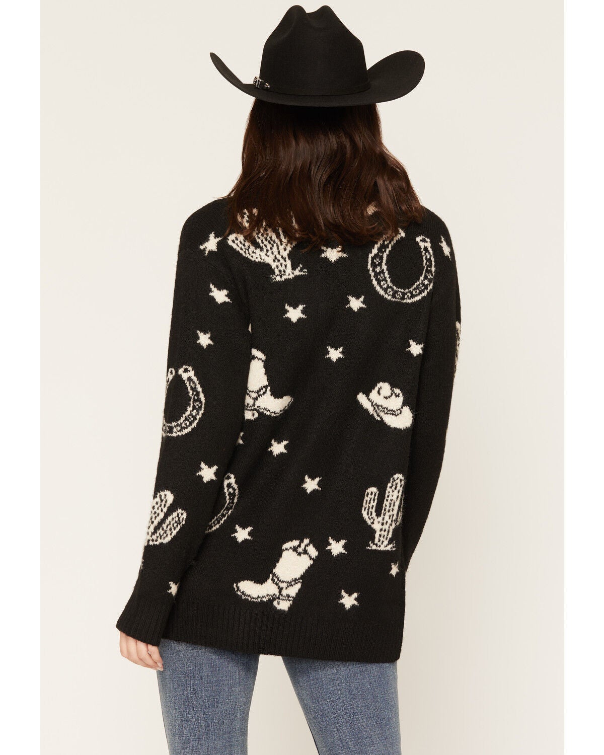 Image #4 - Idyllwind Women's Western Conversation Print Cardigan, Black, hi-res