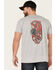 Image #4 - Moonshine Spirit Men's Gray Floral Snake Graphic Short Sleeve T-Shirt, Heather Grey, hi-res