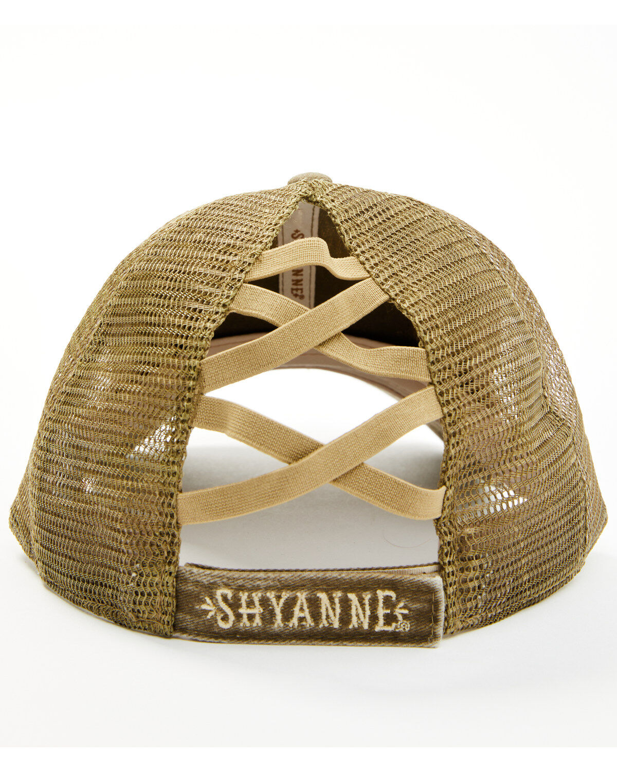 Image #3 - Shyanne Women's Faux Leather Patch Pony Tail Baseball Cap, Olive, hi-res