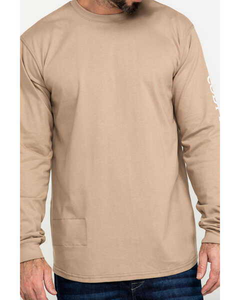 Image #4 - Cody James Men's FR Logo Long Sleeve Work T-Shirt - Tall, Beige/khaki, hi-res