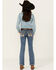 Image #1 - Miss Me Girls' Medium Wash Border Print Stretch Bootcut Jeans, Blue, hi-res