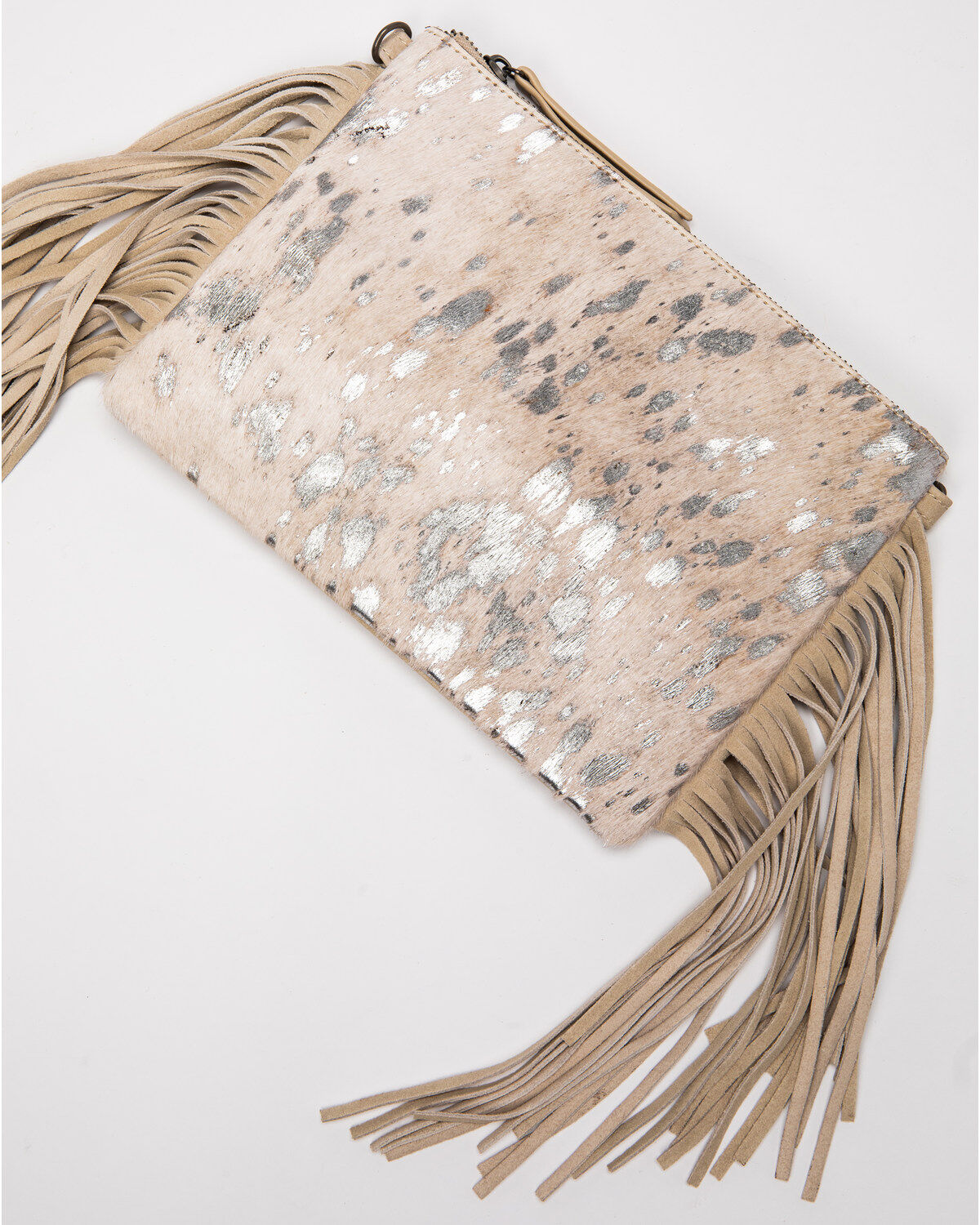 Image #2 - Shyanne Women's Grey Glitter Inlay With Fringe Crossbody Bag, Silver, hi-res