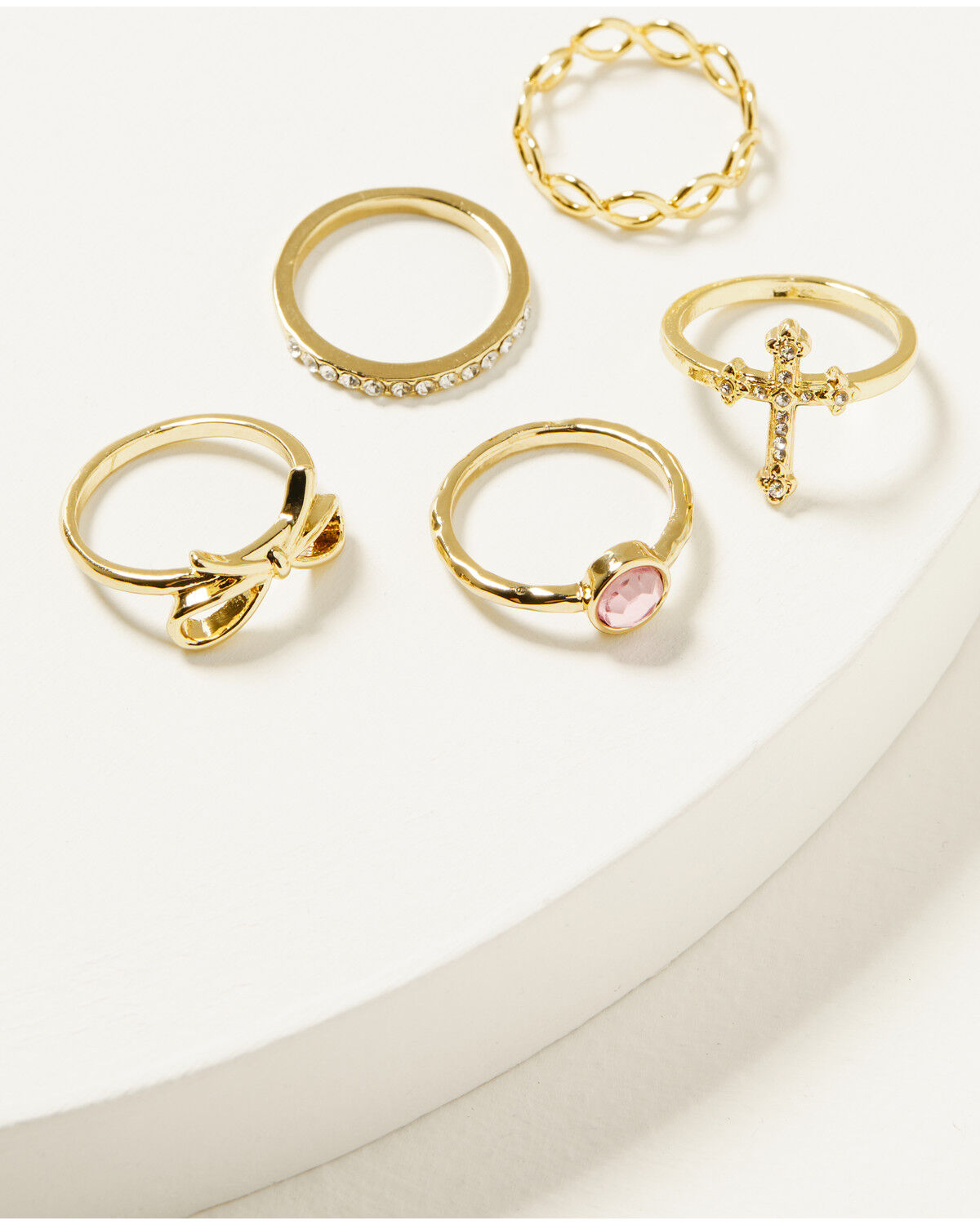 Image #1 - Shyanne Women's Cross Bow Ring Set - 5 Piece, Gold, hi-res