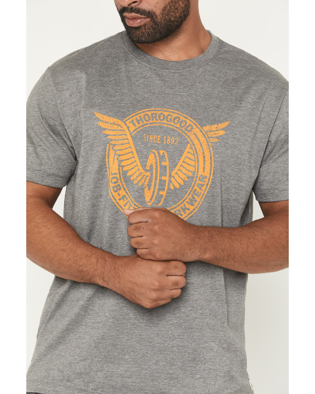 Image #3 - Thorogood Men's Wing & Wheel Short Sleeve Graphic Work T-Shirt, Heather Grey, hi-res