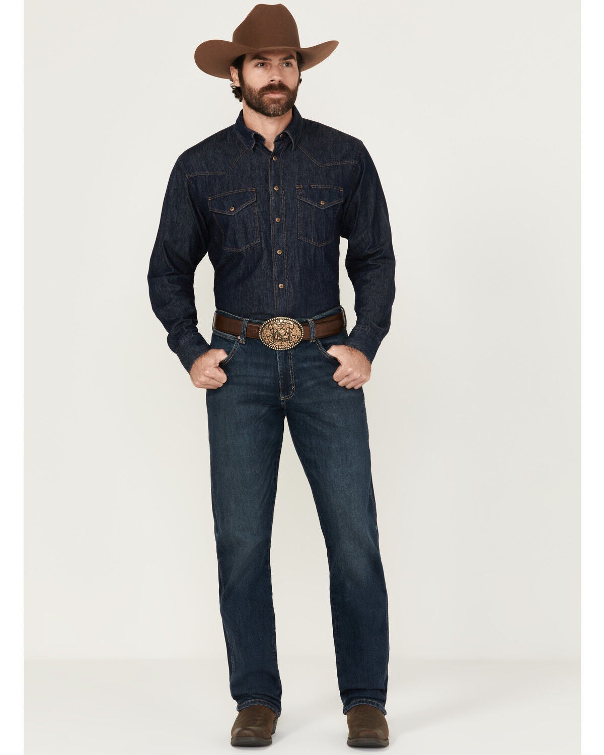 Wrangler Retro Men's Melbourne Dark Wash Slim Straight Stretch Denim Jeans, Dark Wash, hi-res