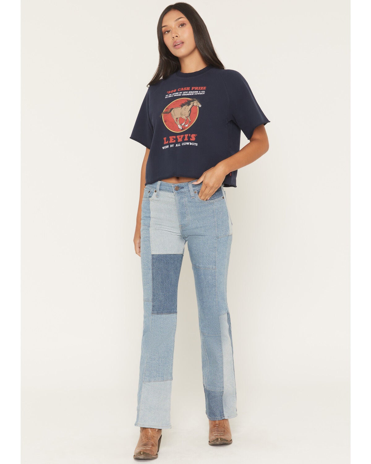 Levi's Women's Patchwork High Rise Wedgie Bootcut Stretch Denim Jeans, Multi, hi-res