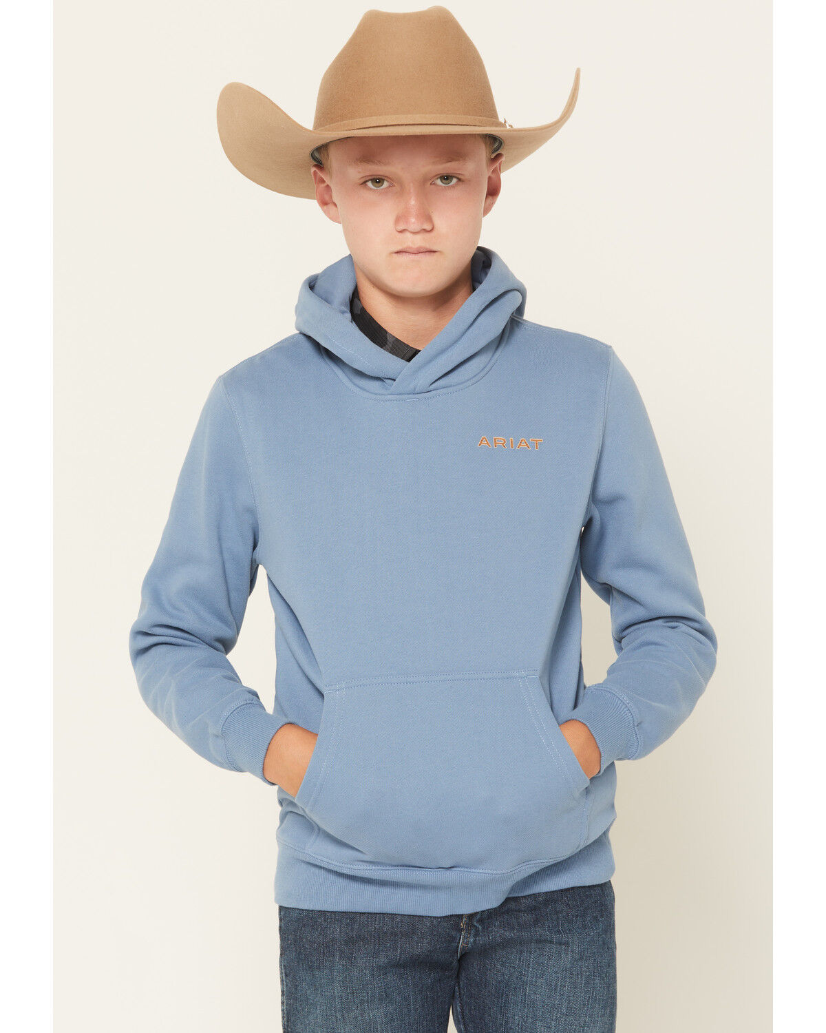 Image #2 - Ariat Boys' Logo Valley Graphic Hooded Sweatshirt, Teal, hi-res